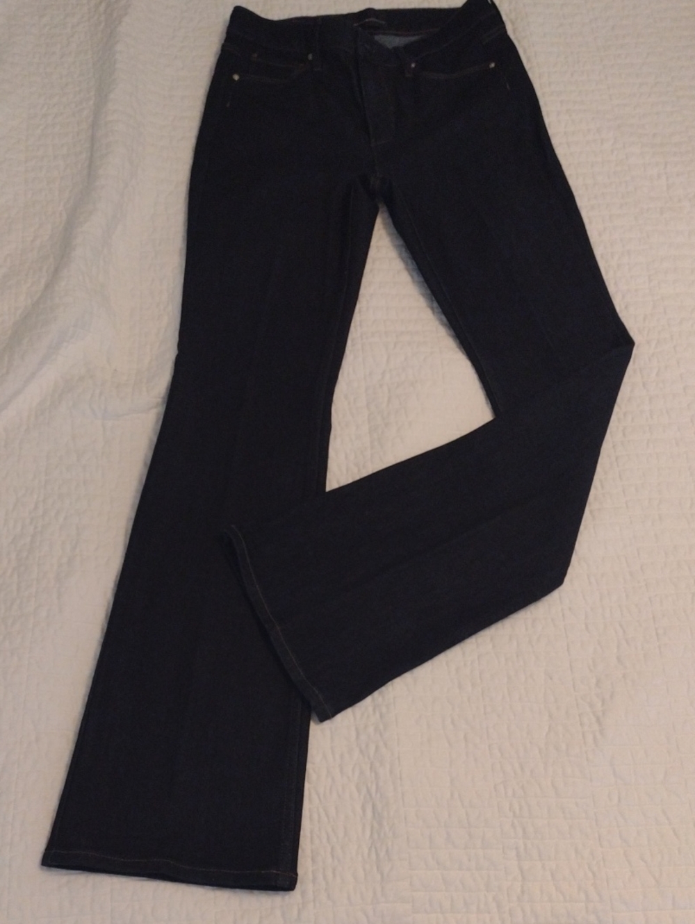 WHBM Sz 4 High Rise Skinny Flare Sculpt Dark Wash W/ Stretch Classic Jeans Denim